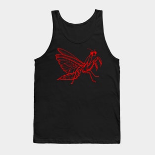 Praying Mantis in Neon Red - Dark or Black Horror Nightmare Design Art Tank Top